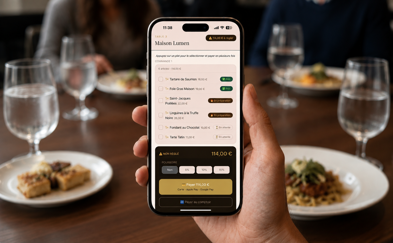 Menu client mobile